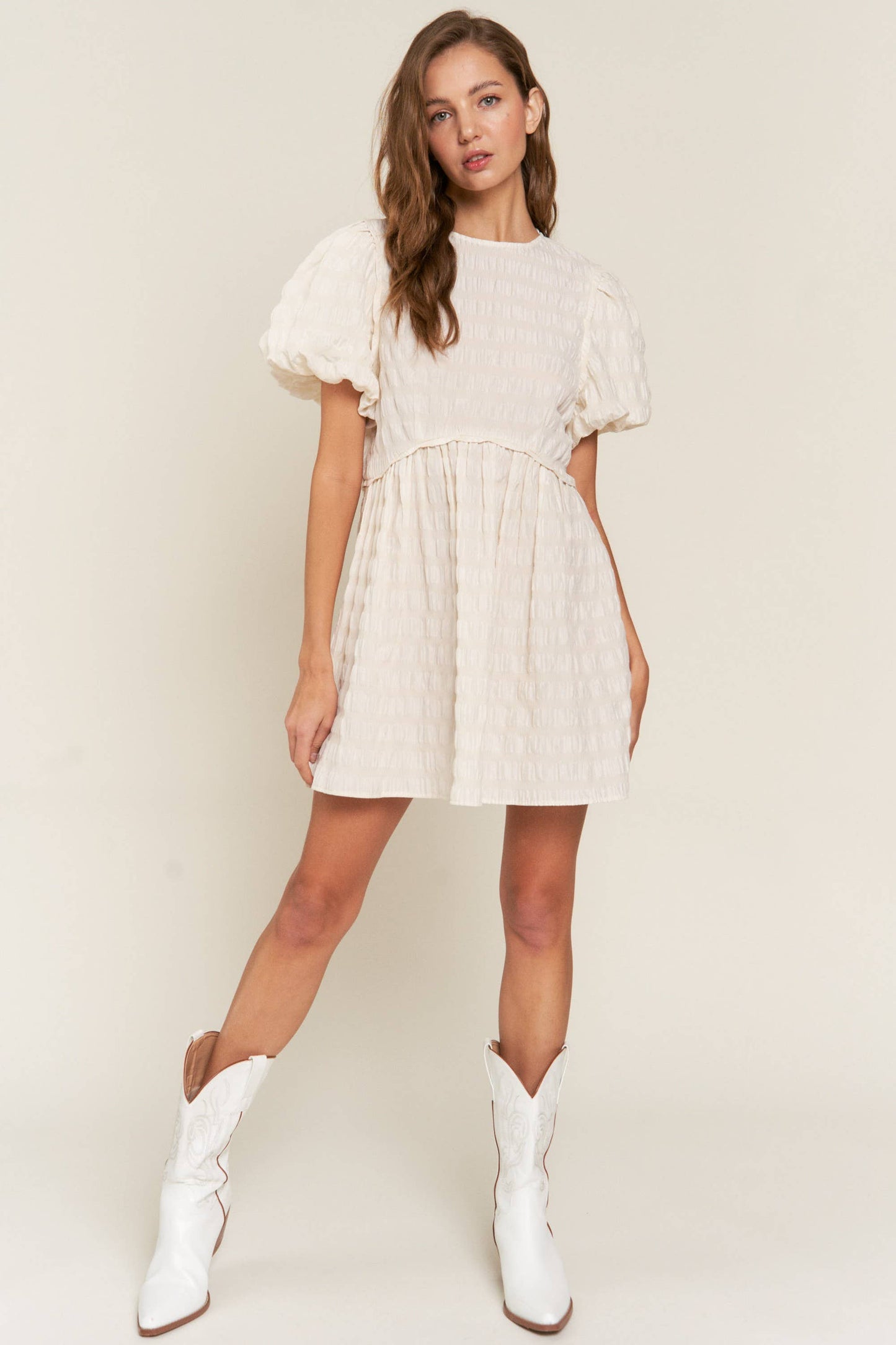 Textured Babydoll Mini Dress