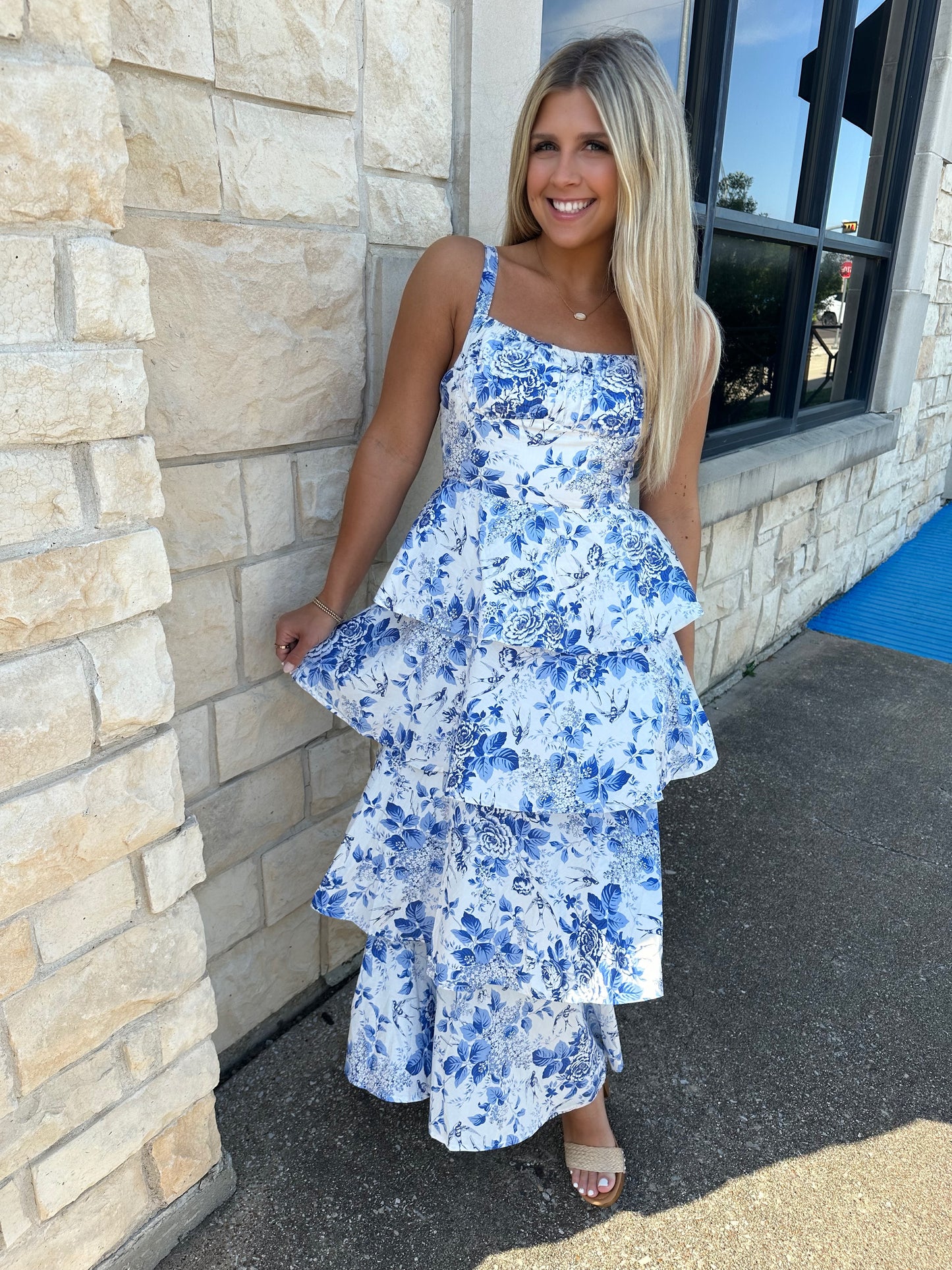 Floral print maxi dress with back bow