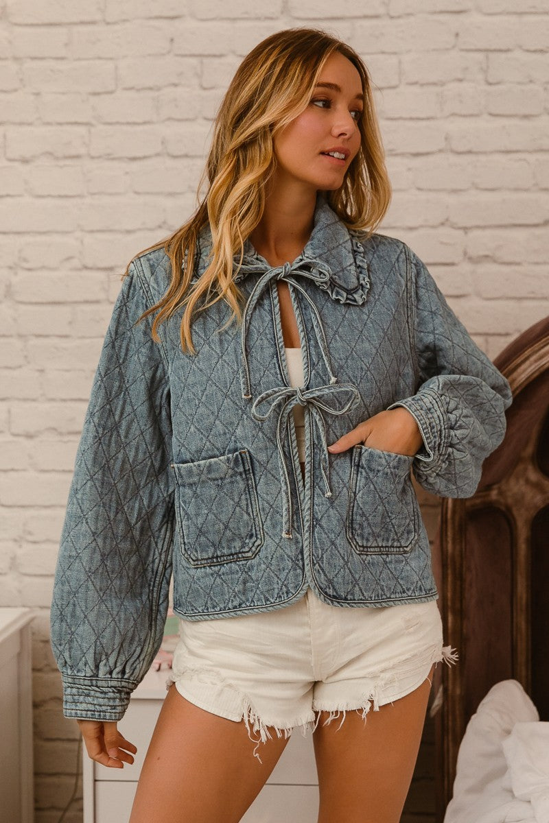 Lacy Quilted Denim Jacket
