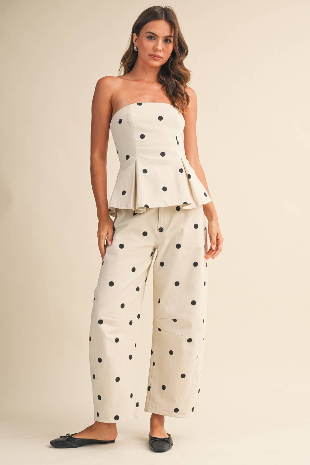 Polka dot barrel jeans bottoms