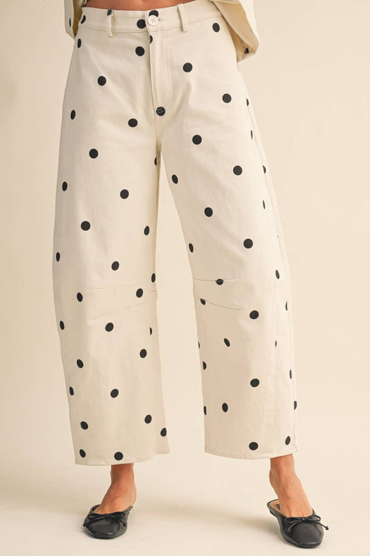 Polka dot barrel jeans bottoms