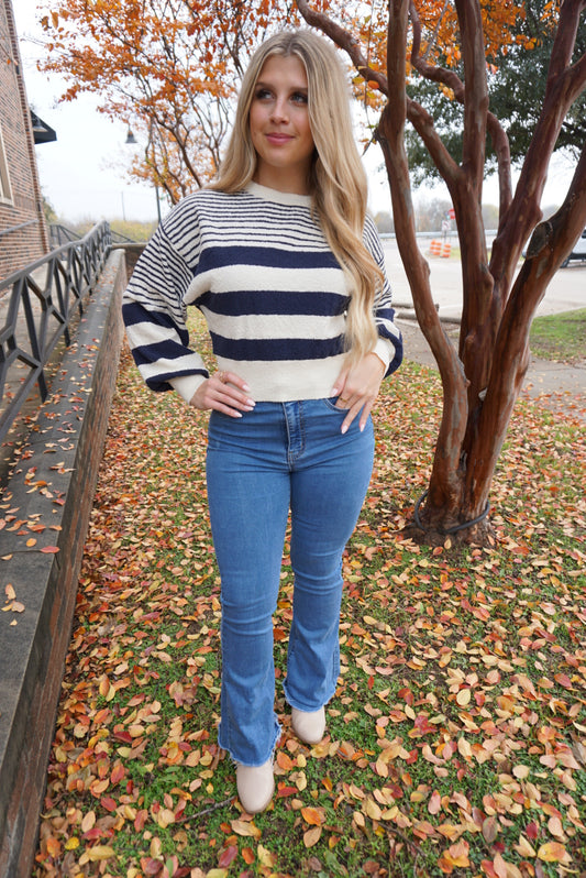 Claire Navy Striped Sweater