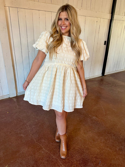 Textured Babydoll Mini Dress