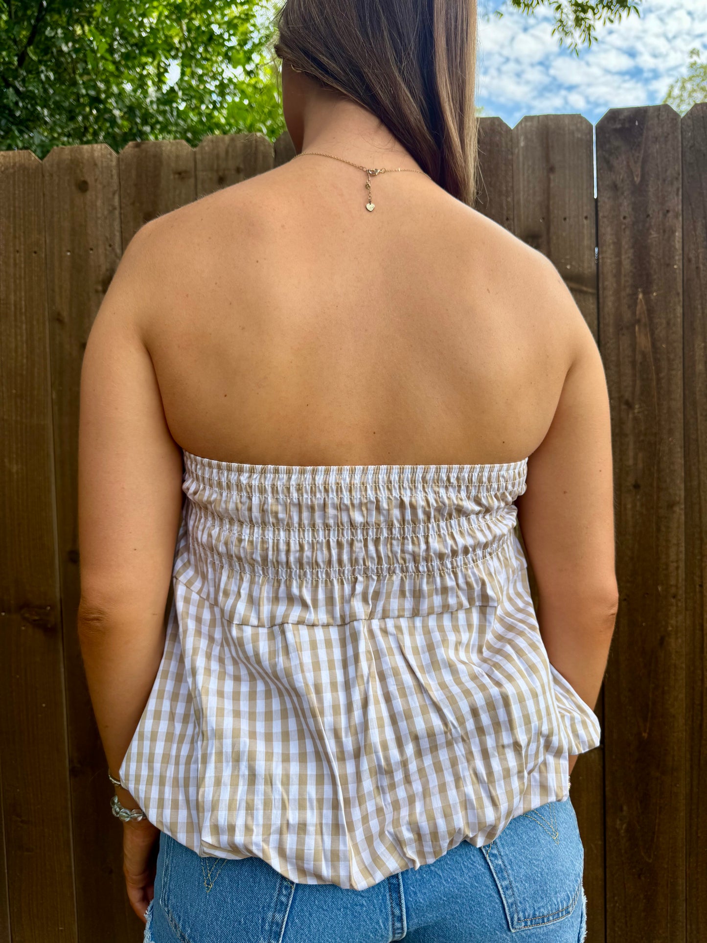 Gingham Bubble Tube Top