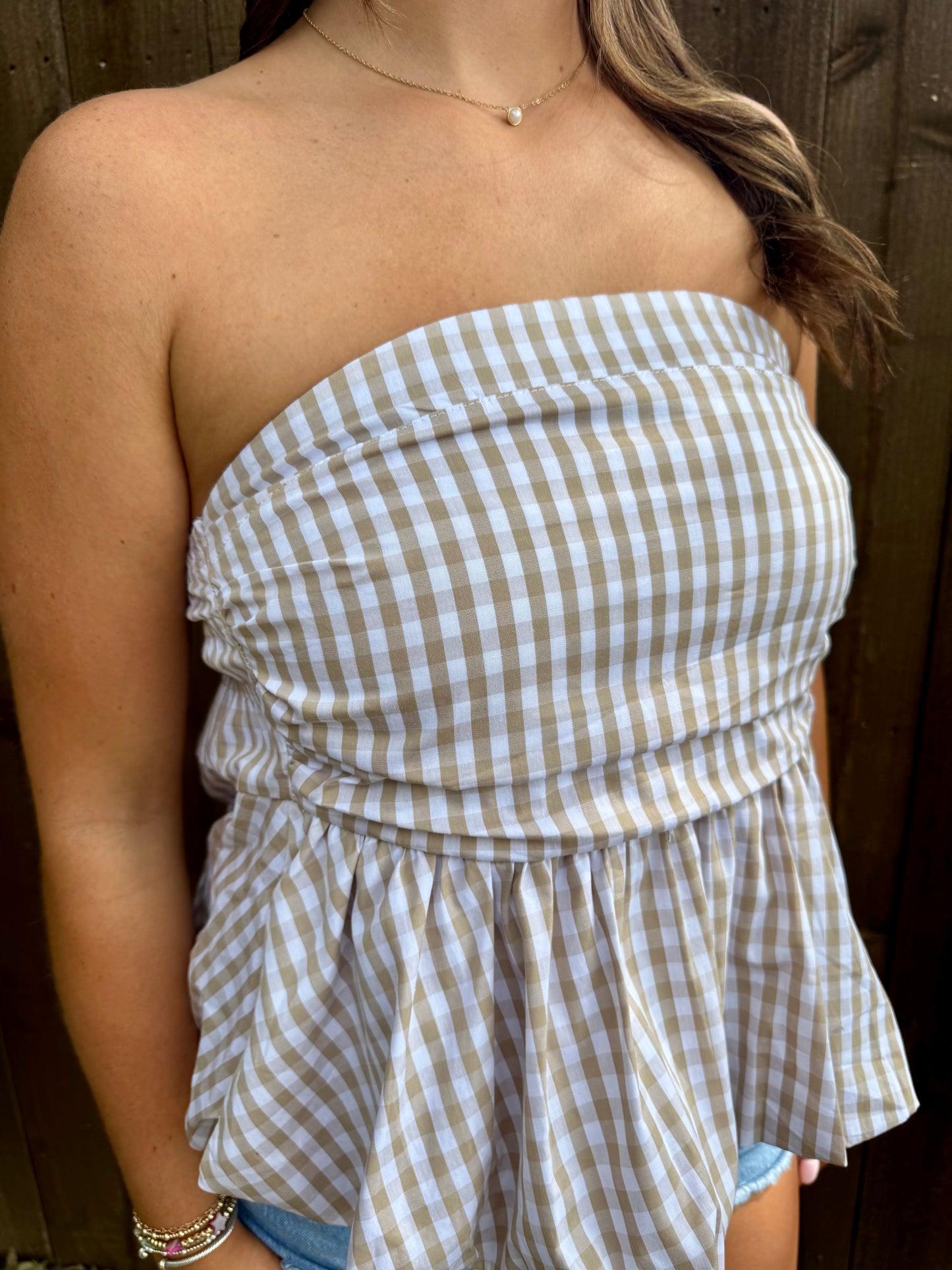 Gingham Bubble Tube Top